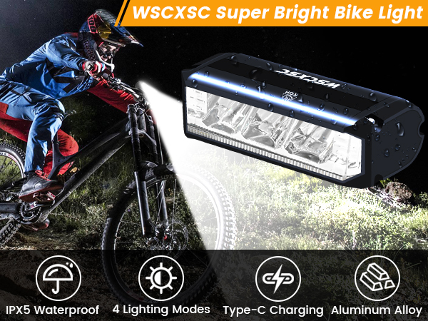 waterproof bike headlight waterproof bicycle lights usb-c rechargeable bike headlight