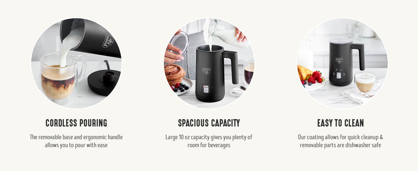 GreenLife, Ceramic Nonstick, PFAS-Free, Non-Toxic, Electrics, Milk Frother