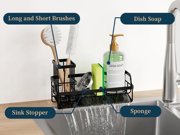 sponge and brush holder for kitchen sink