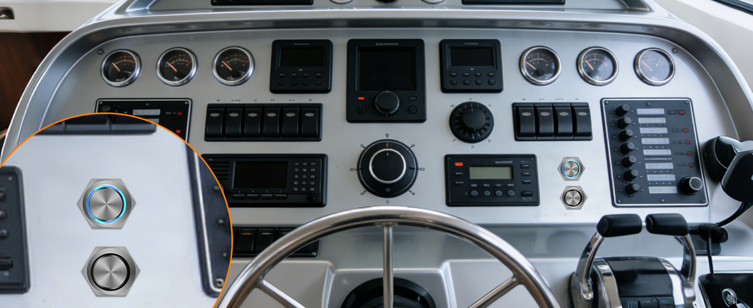 12mm Push Button Switch 5PCS with Pre Wired Harness 12V 24V Stainless Steel Self Locking