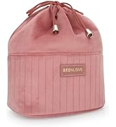 JINSI Velvet Drawstring Makeup Bag, Large Travel Cosmetic Organizer Pouch with Interior Pockets f...