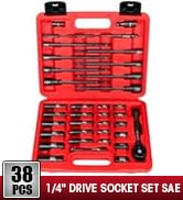 LLNDEI 1/4" Drive Socket set &amp; Nut Driver Set 38PCS,1/4-Inch Sockets Deep&amp;Shallow SAE(5/32" to 9/...
