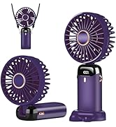 Portable Handheld Fan, Type-C Rechargeable, 4000mAh Battery Operated Fan with LED Display, 90° Fo...