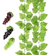 HUIANER Fake Grapes 3 Bunches of Simulation Grape Fruit Artificial Grape Vines Lifelike Leaves fo...