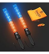 2 Pieces 21 Inch Signal Traffic Wand with 3 Flashing Modes &amp; 8 Led Lights, Traffic Safety Baton w...