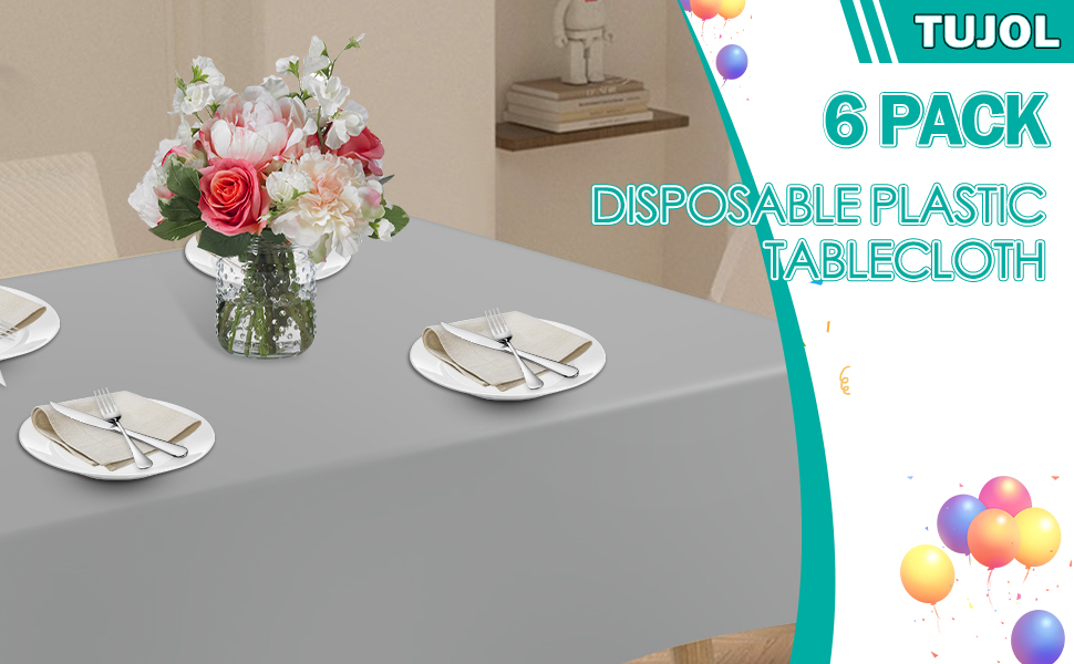 6pack disposable plastic tablecloths