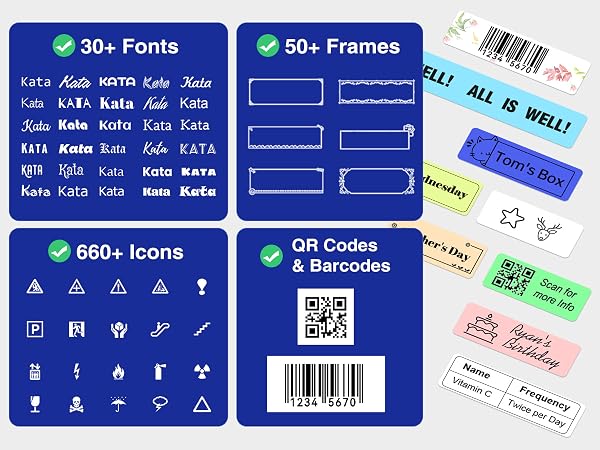 Label App: 30+ fonts, 50+ frames, 660+ icons?QR codes &amp;amp;amp; Barcodes