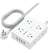 Power Strip Surge Protector with USB, 8 Widely Outlets 4 USB Ports 5Ft Extension Cord with Flat P...