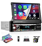 Wireless Carplay 7inch Single Din Touchscreen Radio,IPS Manual Flip Out Touchscreen,AM/FM/RDS 5.1...