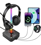 RGB Headphone Stand with USB Charger COZOO Desktop Gaming Headset Holder Hanger with 3 USB Charge...