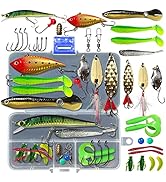 Fishing Lures Kit Set, Baits Tackle Including Crankbaits, Topwater Lures, Spinnerbaits, Worms, Ji...