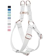 Soft Leather No Pull Dog Harness - Adjustable Step in Dog Harness with Rose Gold Heavy Duty Metal...