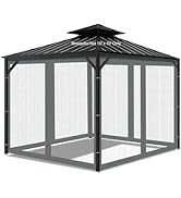 Gazebo Universal Replacement Mosquito Netting, 10' x 10' Outdoor Mesh Netting Screen 4-Panel Side...