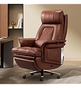 OKUP M02 Triple Motor Executive Office Chair with Power Headrest, Top-Grain Leather 160° Reclinin...