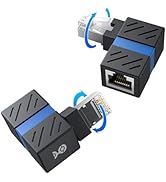 Cable Matters 2-Pack 10Gbps 360° Rotatable Cat 6A Right Angle Ethernet Adapter, Cat6A RJ45 Ethern...