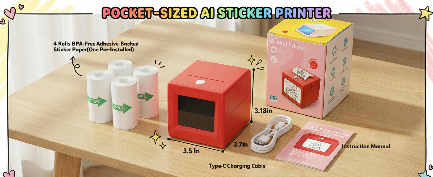 AI Mini Sticker Printer for Kids