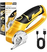 SakerPlus Cordless Electric Scissors,4V Rechargeable Cardboard Box Cutter Heavy Duty Fabric Sciss...