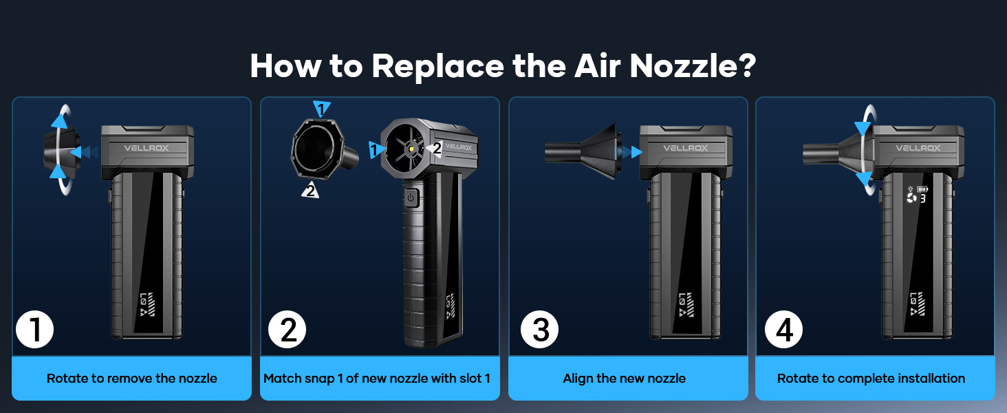 Effortless cleaning. The VELLROX Electric Air Duster is designed for simple, one-hand operation