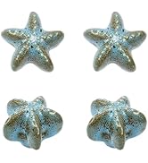 UTALIND 4 Pcs Starfish Drawer Knobs Door Knobs Kitchen Cabinet Handles Vintage Knobs Pulls, Sky Blue