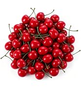 Juroicessry 30pcs Red Artificial Cherries, Fake Fruit Decor Simulation Cherry Model Lifelike Frui...
