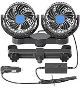 XGGYA 12V DC Dual Head Back Seat Cigarette Lighter Fan, Low Noise Dual Head Air Circulation Car S...