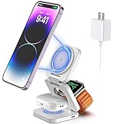 KU XIU X55 Fast Wireless Charger, Magnetic Foldable 3 in 1 Charging Station for iPhone 15/14/13/1...