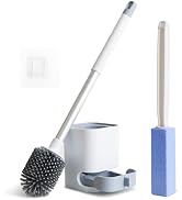 QUIVIX Toilet Cleaner Brush, Silicone Toilet Brush+Pumice Stone for Toilet Cleaning, with Non-Sli...