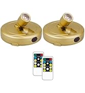 Arixinks 2Pack Battery Spotlight with Remote Gold, Wireless Led Picture Lights Painting Light for...