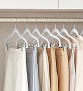 SONGMICS 30-Pack Pants Hangers, 16.7-Inch Long Velvet Hangers with Adjustable Clips, Heavy-Duty, ...