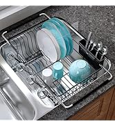 Dish Drying Rack Over the Sink In Stainless Steel Black Expandable Drainer for Small Kitchen, Cou...