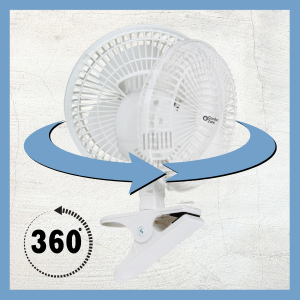 comfort zone clip fan rotates 360 degrees around
