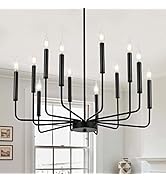 WOKNOS Modern Black Farmhouse Chandeliers, 12-Light Industrial Metal Chandelier Lighting, Classic...