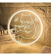 Cat Neon Signs,Cool Reading Cat Led Signs for Bedroom Wall Decor Anime Reading Nook Light Neon fo...