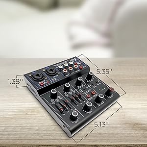 Professional Wireless DJ Audio Mixer - 3-Channel Bluetooth DJ Controller Sound Mixer w/USB Audio