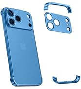 Losin Compatible with iPhone 17 Pro Max Metal Aluminum Frameless Case with Camera Lens Protector,...