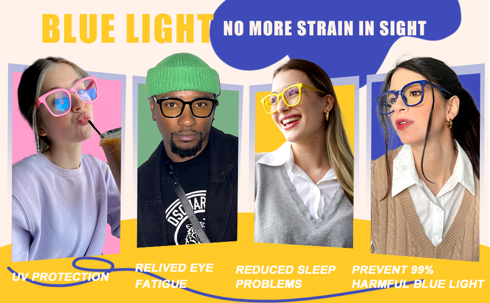 VISOONE Square Classic Blue Light Blocking Glasses with Non Prescription Anti Blue Light NOE