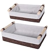 Toilet Paper Storage Basket for Bathroom Organization Baskets Wicker With Wood Handle Use Round R...