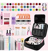 42 Colors Acrylic Nails Kits with Drill and UV Light- Acrylic Nail Powder Glitter and Monomer Liq...