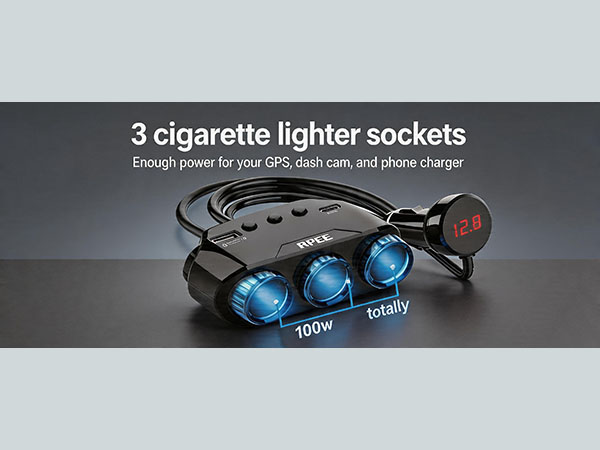 3-socket car cigarette lighter splitter