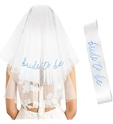 Dagelar Blue Bride to Be Sash Veil for Bachelorette Party Decorations, 2 Pack Bride to Be Decorat...