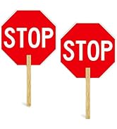 Estleys 2 Pack Stop Sign, 13” x 13” Handheld Stop Sign, Aluminum Crossing Guard Signs with Handle...