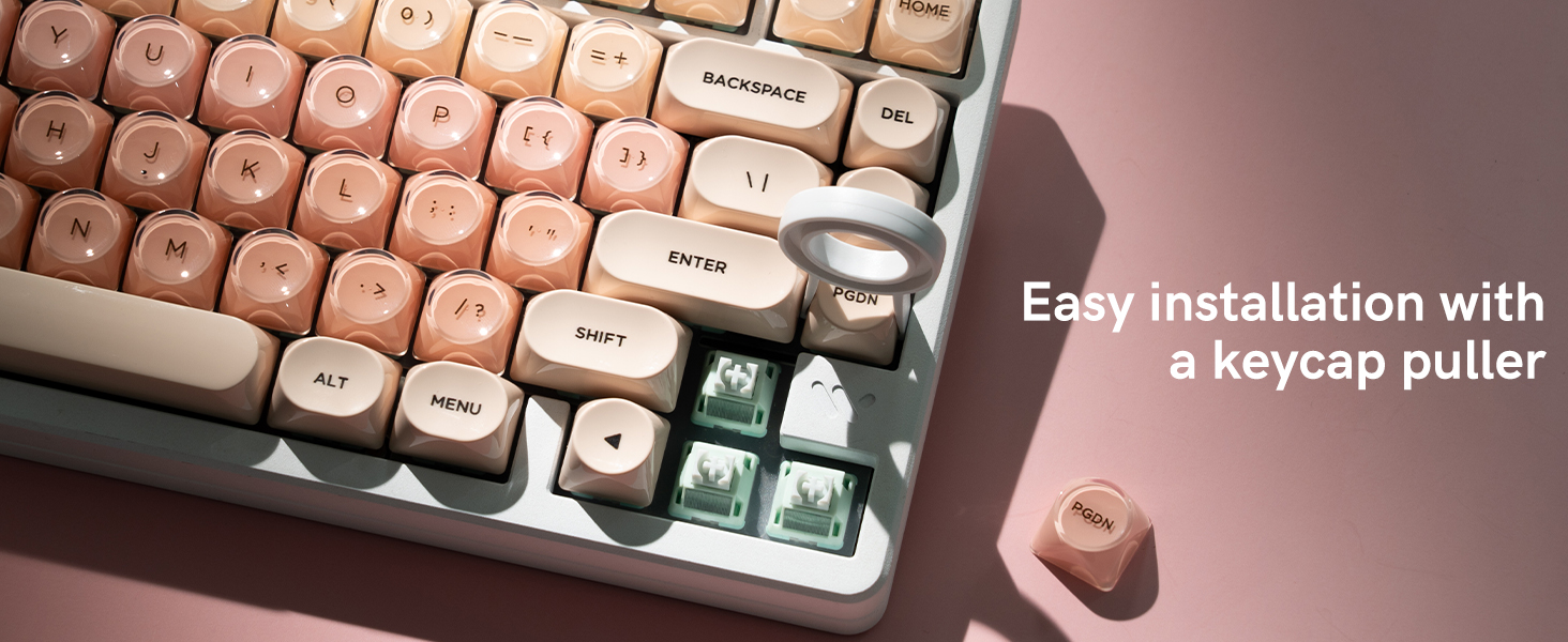 easy to install and remove keycaps, with a handy keycap puller