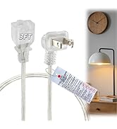Clear Extension Cord 3FT, Indoor Short 2 Prong Extension Cord with Flat Plug, Ultra-Thin Power Ca...