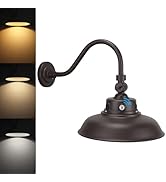 LEONLITE 14 Inch 3CCT Gooseneck Barn Light Fixture, 120-277V, 40W/30W/20W, Dusk to Dawn Photocell...