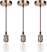 Ascher 3 Pack Pendant Light Kit, E26 Lamp Socket Industrial Vintage Pendant Light Cord, 3.94ft Ad...