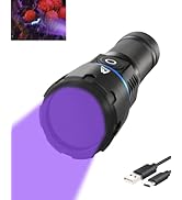 365nm Black Light, 120W Flashlight USB Rechargeable, 2 Modes Powerful Lights for Pet Urine Detect...