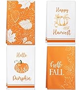Thanksgiving Kitchen Towels Hello Pumpkin Fall Dish Towels Ultra Absorbent Drying Autumn Hand Tow...