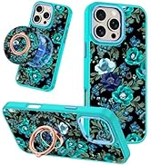 Meshine for iPhone 16 Pro Max Case,Compatible with MagSafe,360°Magnetic Ring Holder Rotation Stan...