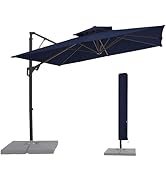 JEAREY 10ft 2-Tiers Cantilever Patio Umbrella Outdoor Square Large Offset Umbrella Double Top Roa...