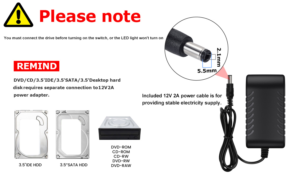 External Hard Drive Adapter Converter Kit for Universal 2.5/3.5 inch HDD/SSD
